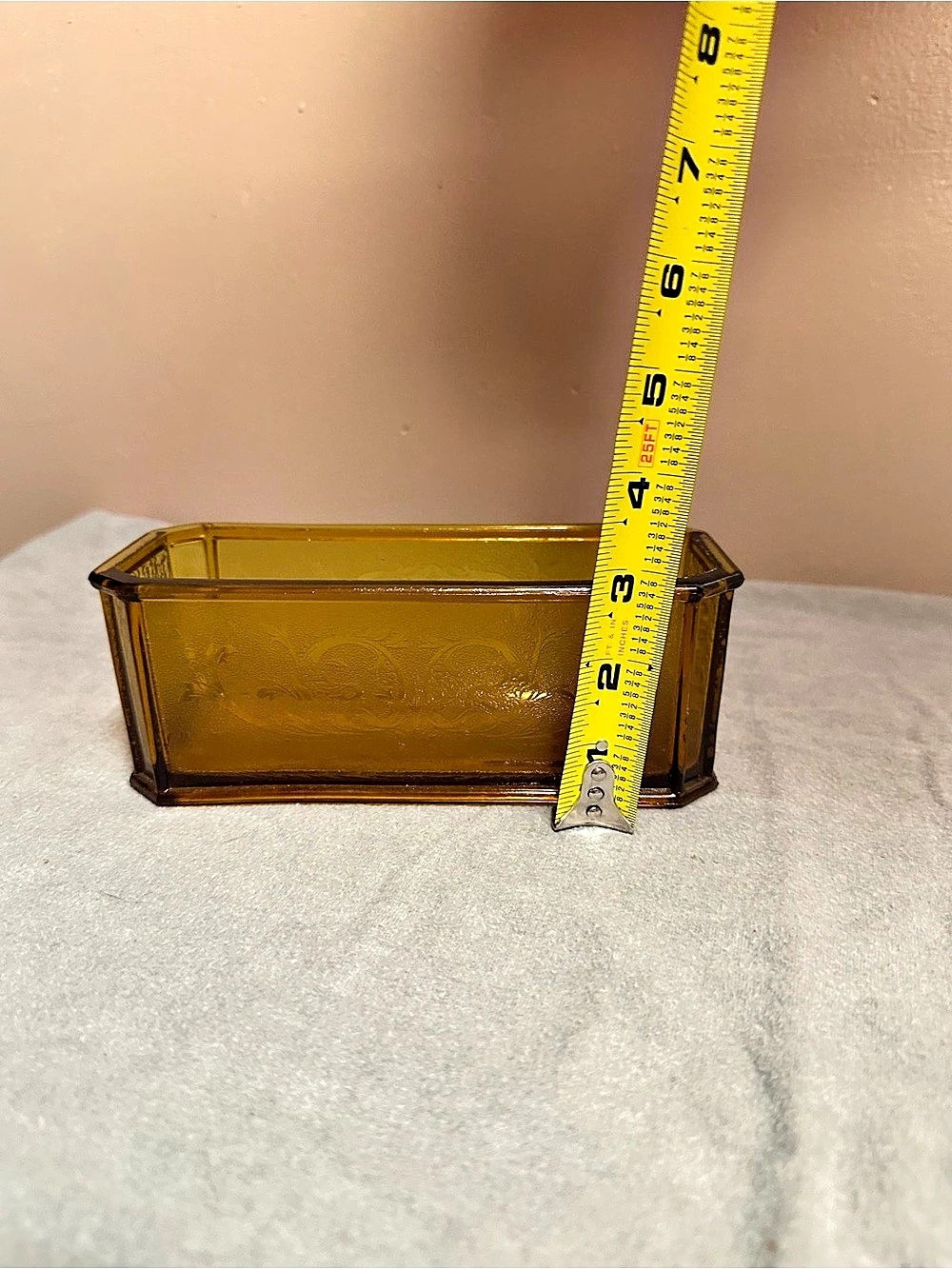 Amber Glass Rectangular Vase - Picture 4 of 4
